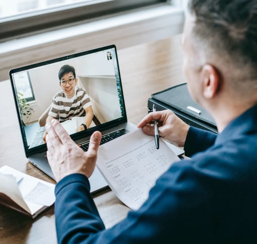 A man on a video call with someone else
